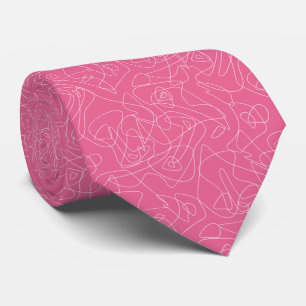 Corbata Dibujos abstractos blancos sobre fondo rosa