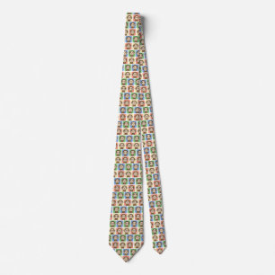 Corbata Dibujos animados con 4 monos felices