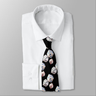 Corbata Dice con puntos coloridos en negro