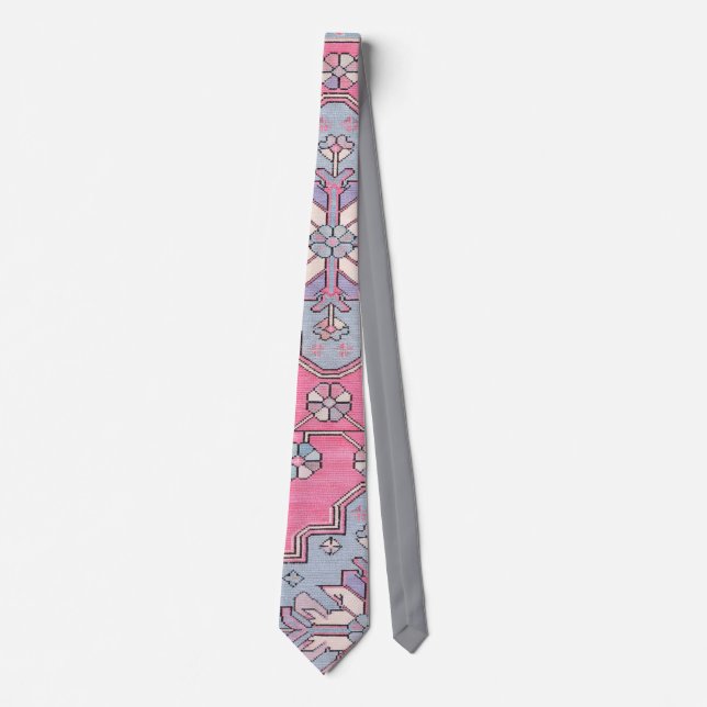 Corbata Digital Paisley Tie Gris Rosa (Anverso)
