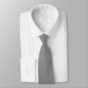 Corbata diminuto patrón de puntos de polka gris rosa dorad