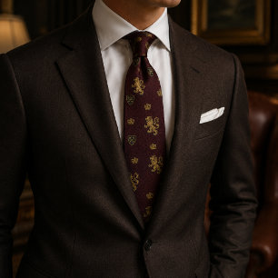 Corbata Dinero Antiguo León Rampante Corona Heráldica Borg