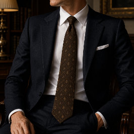 Corbata Dinero Antiguo Marrón Oscuro Dorado Heráldico