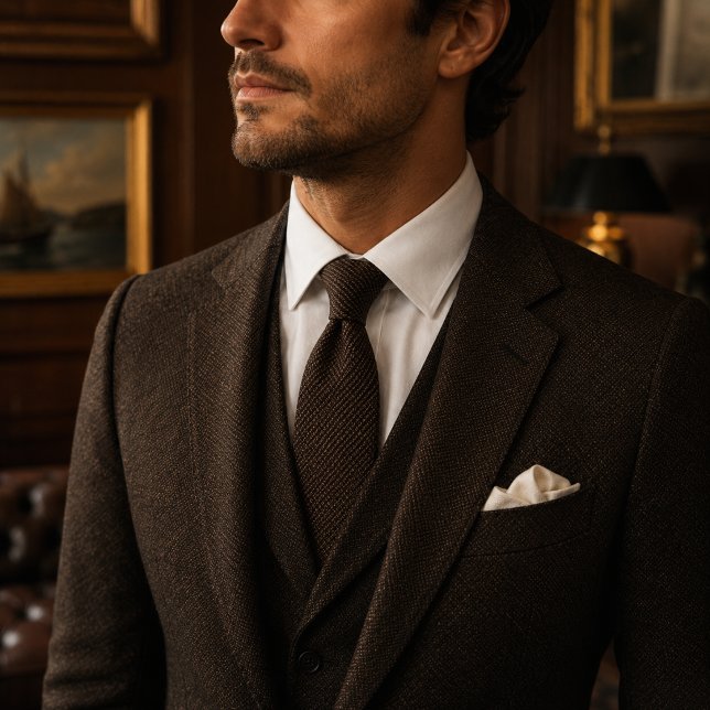 Corbata Dinero Antiguo Tweed de Ojos de Pájaro Marrón Oscu (Subido por el creador)