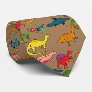 Corbata Dinosaurios Arcoíris Marrones
