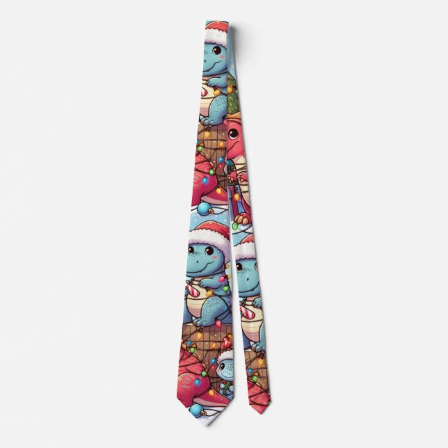 Corbata Dinosaurios para Navidad (Anverso)