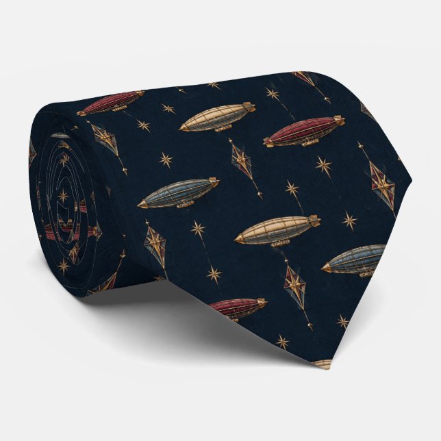 Corbata Dirigible Vintage Celeste Marina (Enrollado)