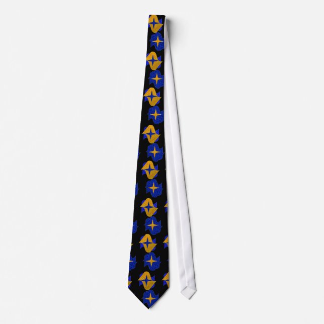 Corbata diseñada amarilla y azul (Anverso)