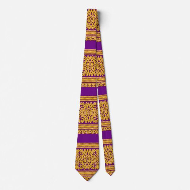 Corbata Diseñador Con Patrón Purple Y Gold (Anverso)