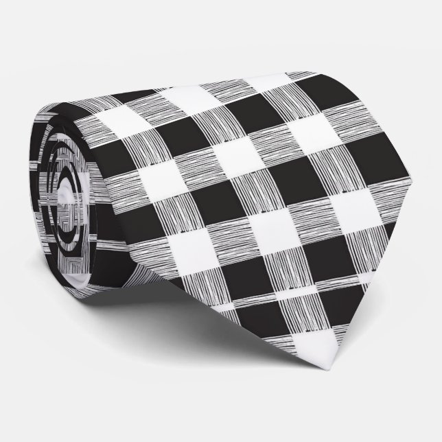 Corbata Diseñador masculino negro y blanco (Enrollado)