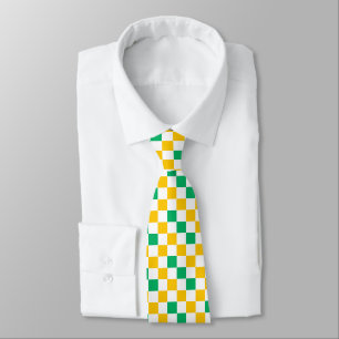 Corbata Diseño a cuadros amarillo blanco verde