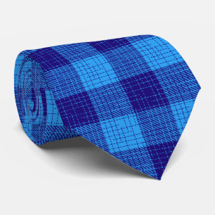 Corbata Diseño a cuadros gruesos con trama cruzada azul