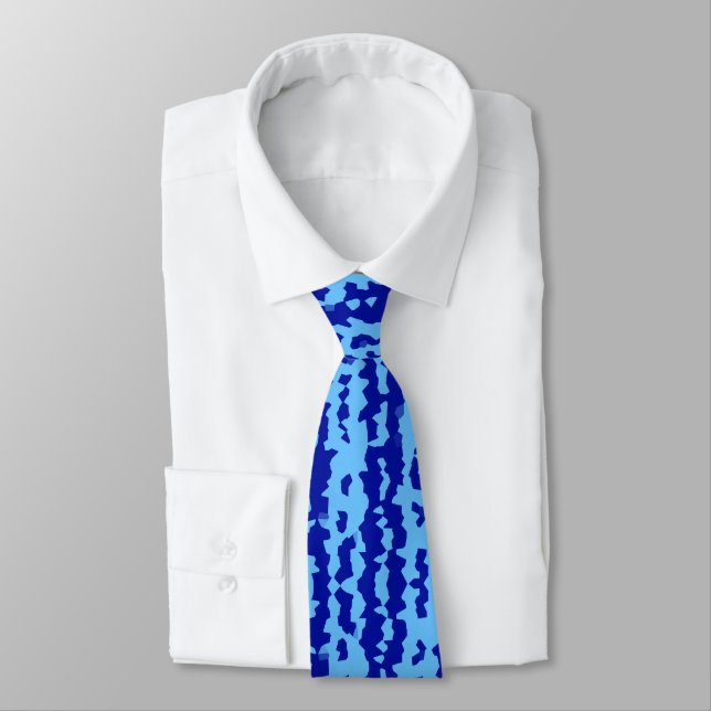 Corbata Diseño abstracto irregular azul cyan (Atado)