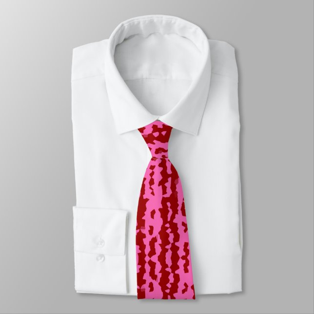 Corbata Diseño abstracto irregular rosa granate rojo (Atado)