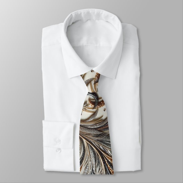 Corbata Diseño barroco glamuroso con piedras de Purpurina  (Atado)