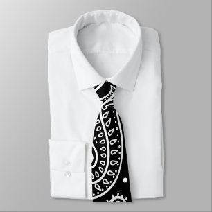 Corbata Diseño blanco y negro de Paisley