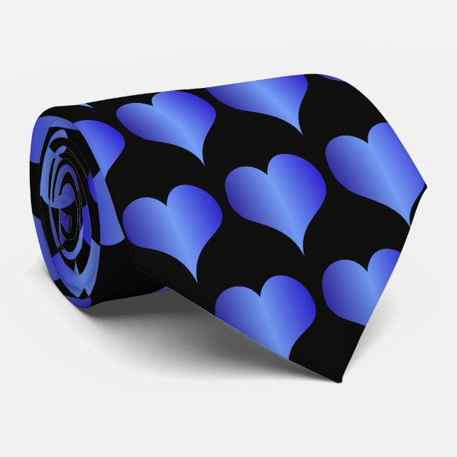 Corbata Diseño Corazones Azules (Enrollado)