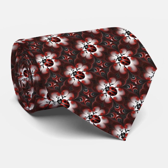 Corbata Diseño de arte de mariquita abstracta, (Enrollado)