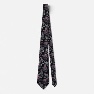 Corbata Diseño de arte floral para Rosas de Rubor oscuros