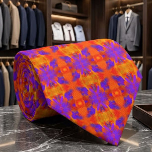 Corbata Diseño de arte gráfico abstracto naranja púrpura y