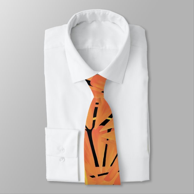 Corbata Diseño de Arte Tropical Ebony Black And Citrus Nar (Atado)