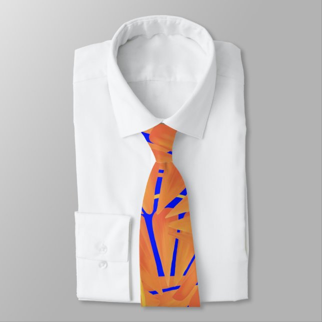 Corbata Diseño de Arte Tropical Royal Blue And Citrus Nara (Atado)