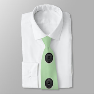 Corbata Diseño de botón negro impreso - verde pálido