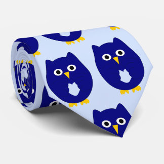 Corbata Diseño de búho azul con fondo de cualquier color