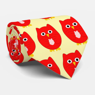 Corbata Diseño de búho rojo sobre fondo de cualquier color