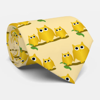 Corbata Diseño de Búhos de Oro con Fondo de Cualquier Colo