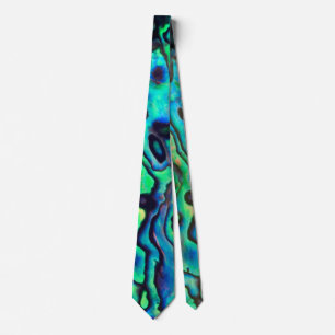 Corbata Diseño de cáscara de abulón azul y verde