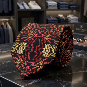 Corbata Diseño de cinta de tonos de naranja rojo amarillo
