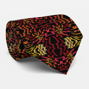Corbata Diseño de cinta de tonos de naranja rojo amarillo