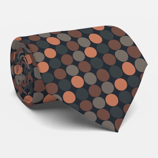 Corbata Diseño de círculos geométricos con puntos de tierr (Enrollado)
