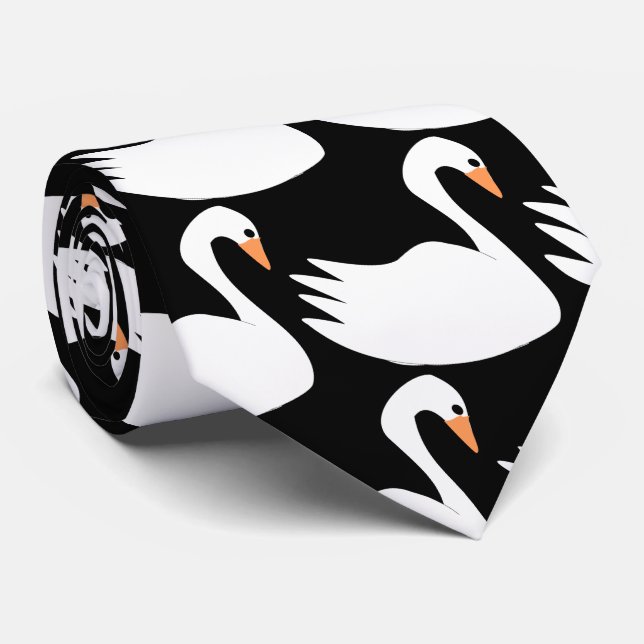 Corbata Diseño de cisne blanco (Enrollado)