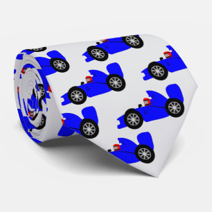 Corbata Diseño de coche de carreras azul