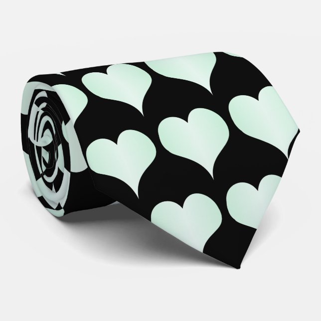 Corbata Diseño de Corazones de Menta (Enrollado)