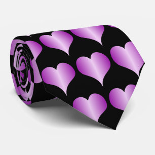 Corbata Diseño de Corazones Morados