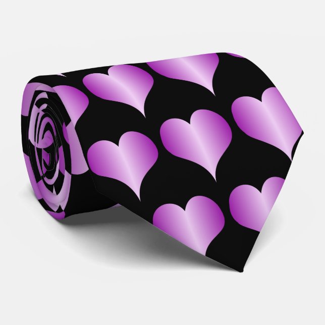 Corbata Diseño de Corazones Morados (Enrollado)