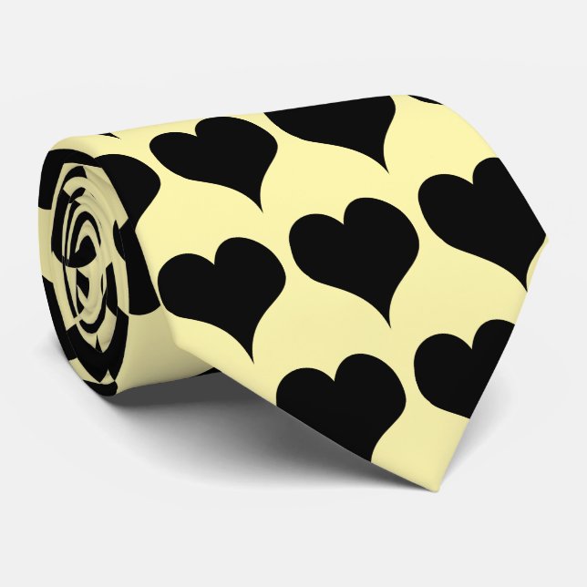 Corbata Diseño de Corazones Negros (Enrollado)
