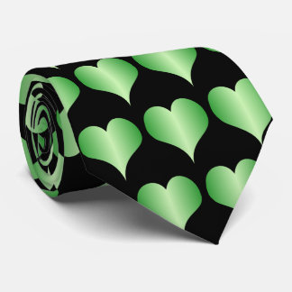 Corbata Diseño de Corazones Verdes