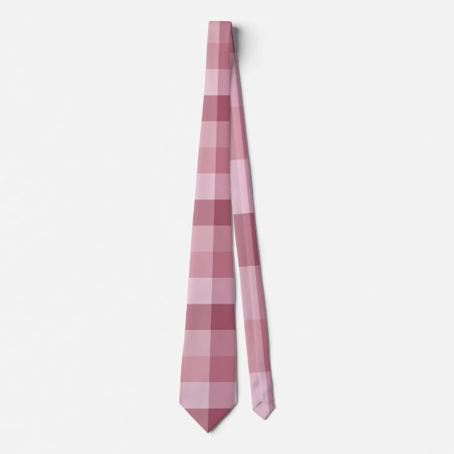 Corbata Diseño de Cuadro de Gingham Rosa (Anverso)