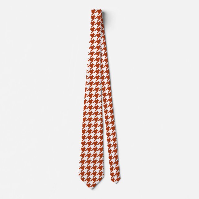 Corbata Diseño de Cuadro Escocés Houndstooth Blanco Marrón (Anverso)