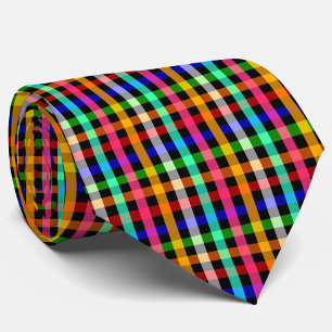 Corbata Diseño de cuadro gingham vibrante y colorido