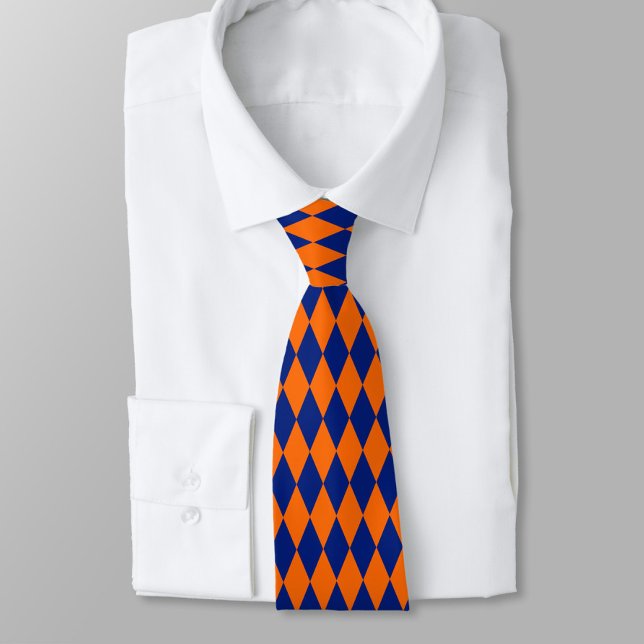 Corbata Diseño de cuadros arlequín naranja y azul (Subido por el creador)