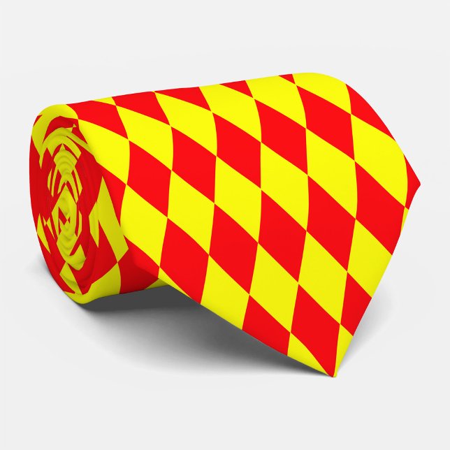Corbata Diseño de cuadros Arlequín rojo y amarillo (Subido por el creador)