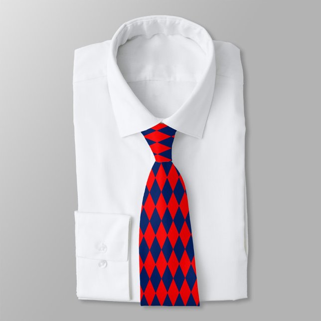 Corbata Diseño de cuadros arlequín rojo y azul (Subido por el creador)