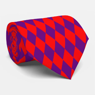 Corbata Diseño de cuadros arlequín rojo y púrpura