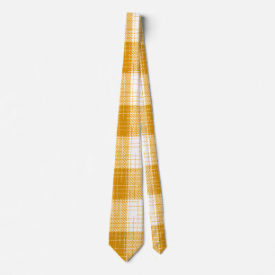 Corbata Diseño de cuadros audaces amarillos y blancos a cu