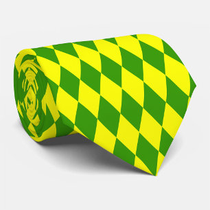 Corbata Diseño de cuadros de arlequín verde amarillo